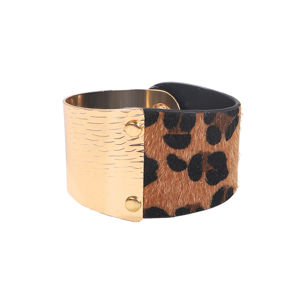 Hot Selling Jewelry  Retro National Style Leopard Leather Bracelet Bracelet  Wholesale