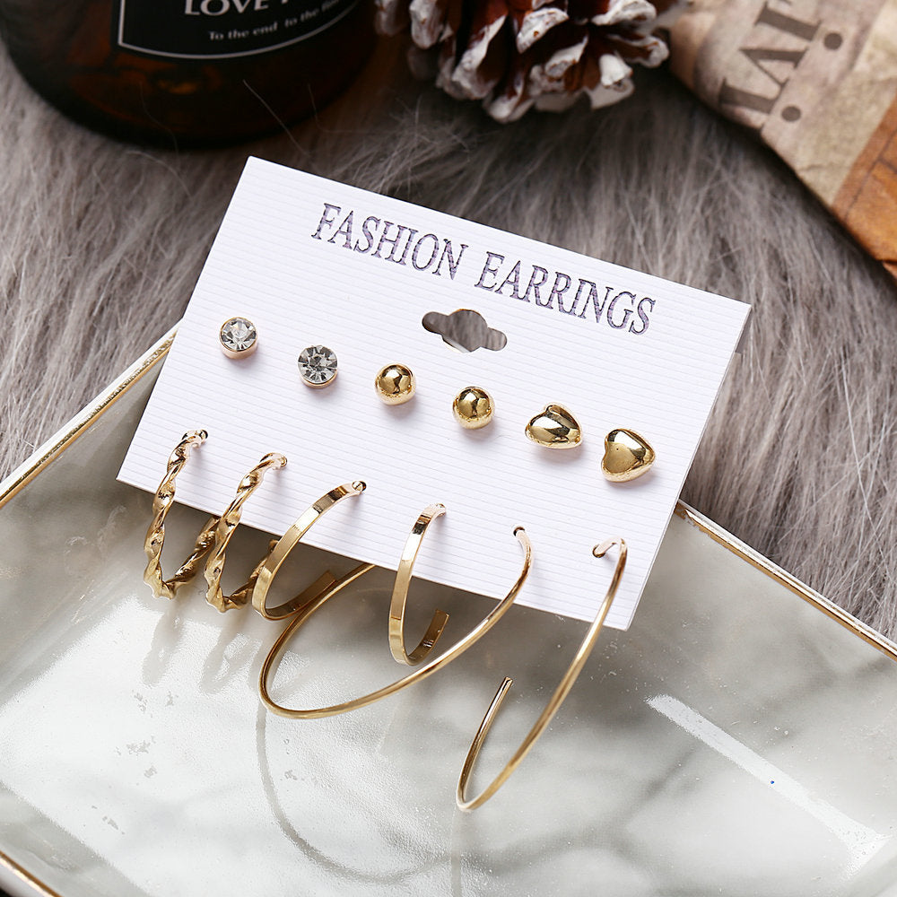 Acrylic Artificial Pearl Circle Tassel Earrings Set 6 Piece Set Hot Selling Earrings Wholesale Gooddiy