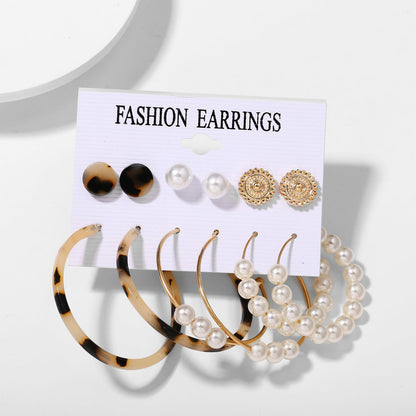 Acrylic Artificial Pearl Circle Tassel Earrings Set 6 Piece Set Hot Selling Earrings Wholesale Gooddiy