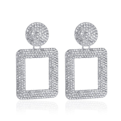 New Earrings Style Fashion Exaggerated Earrings Temperament Flash Diamond Geometric Square Earrings Diamond Wholesale Gooddiy