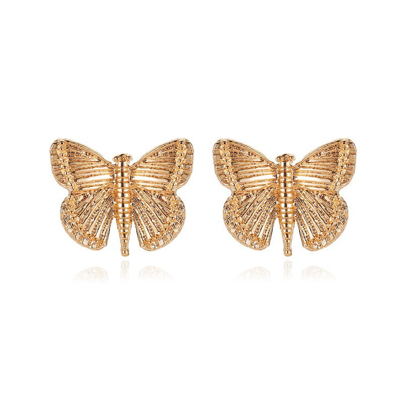 Fashion Retro Metal Butterfly Earrings Female Temperament Wild Grain Butterfly Earrings Wholesale Gooddiy