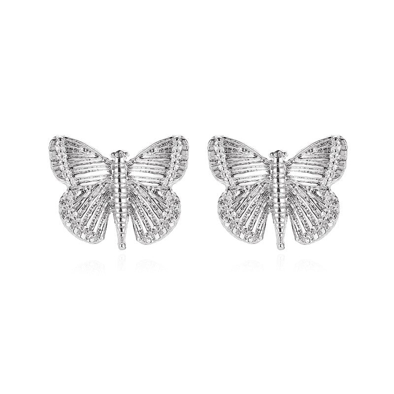 Fashion Retro Metal Butterfly Earrings Female Temperament Wild Grain Butterfly Earrings Wholesale Gooddiy