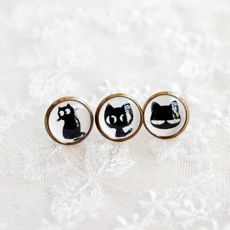 Cartoon Style Cat Alloy Plating Women's Ear Studs