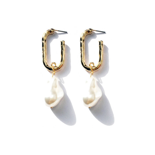 Fashion Rectangle Alloy Plating Pearl Earrings