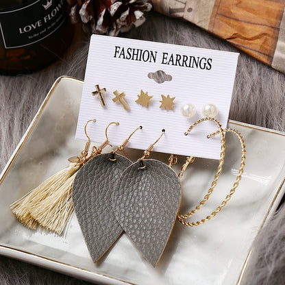 Acrylic Artificial Pearl Circle Tassel Earrings Set 6 Piece Set Hot Selling Earrings Wholesale Gooddiy