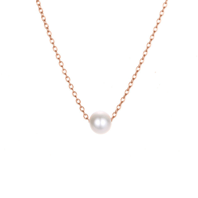 Explosion Accessories Simple Pearl Pendant Stainless Steel Gold-plated Necklace Clavicle Chain Distribution Wholesale Gooddiy