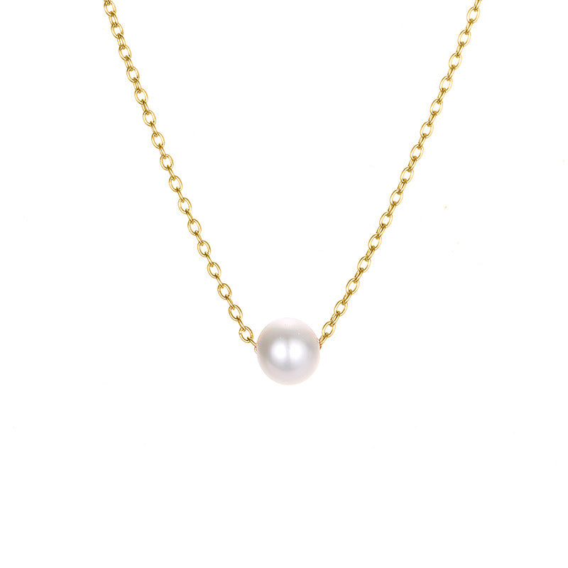 Explosion Accessories Simple Pearl Pendant Stainless Steel Gold-plated Necklace Clavicle Chain Distribution Wholesale Gooddiy