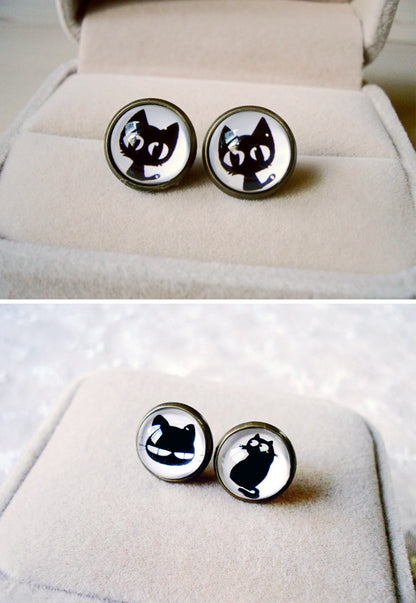 Cartoon Style Cat Alloy Plating Women's Ear Studs