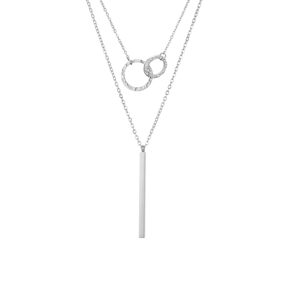 Ornaments Geometric Round Chain Necklace Stainless Steel Two-piece Necklace Clavicle Chain Wholesale Gooddiy