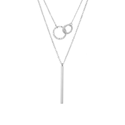 Ornaments Geometric Round Chain Necklace Stainless Steel Two-piece Necklace Clavicle Chain Wholesale Gooddiy