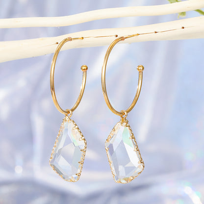 Fashion Jewelry New Crystal Earrings Korean Temperament Geometric Glass Earrings Wild Earrings Wholesale Gooddiy