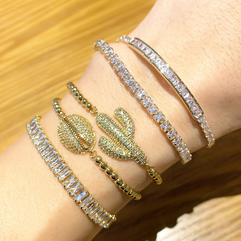 Classic Fashion Zircon Crystal Pull Bracelet Women Cactus Bracelet Wholesales Fashion