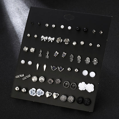 30 Pairs Of Silver-plated Owl Pearl Earrings Set Wholesale Fashion Jewelry