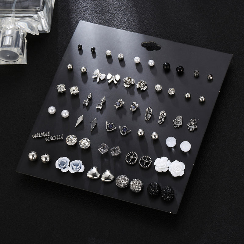 30 Pairs Of Silver-plated Owl Pearl Earrings Set Wholesale Fashion Jewelry