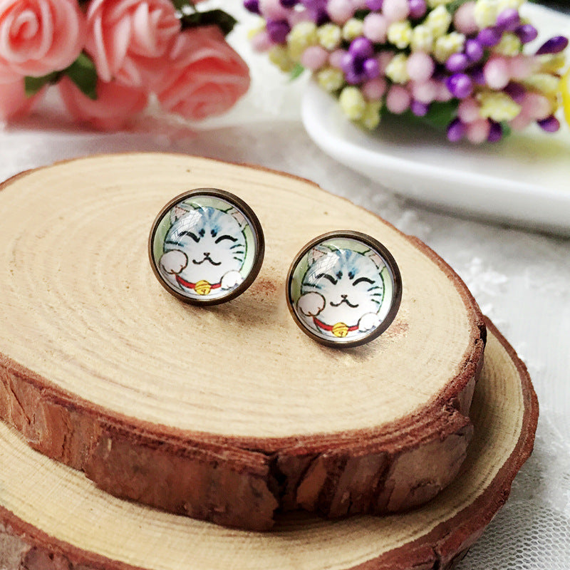 Cartoon Style Cat Alloy Plating Women's Ear Studs