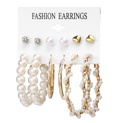 Acrylic Artificial Pearl Circle Tassel Earrings Set 6 Piece Set Hot Selling Earrings Wholesale Gooddiy