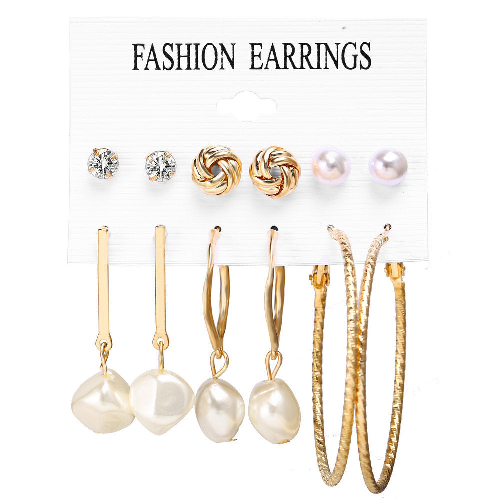 Acrylic Artificial Pearl Circle Tassel Earrings Set 6 Piece Set Hot Selling Earrings Wholesale Gooddiy