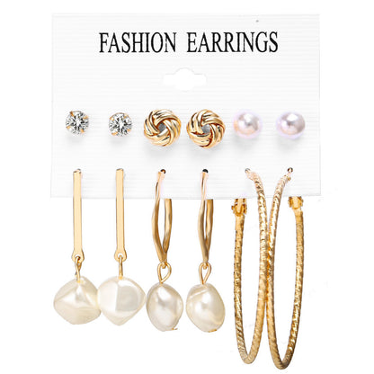 Acrylic Artificial Pearl Circle Tassel Earrings Set 6 Piece Set Hot Selling Earrings Wholesale Gooddiy