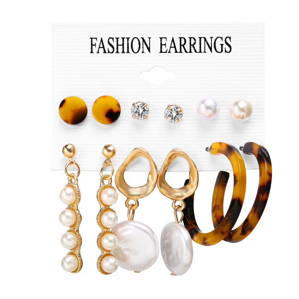 Acrylic Artificial Pearl Circle Tassel Earrings Set 6 Piece Set Hot Selling Earrings Wholesale Gooddiy