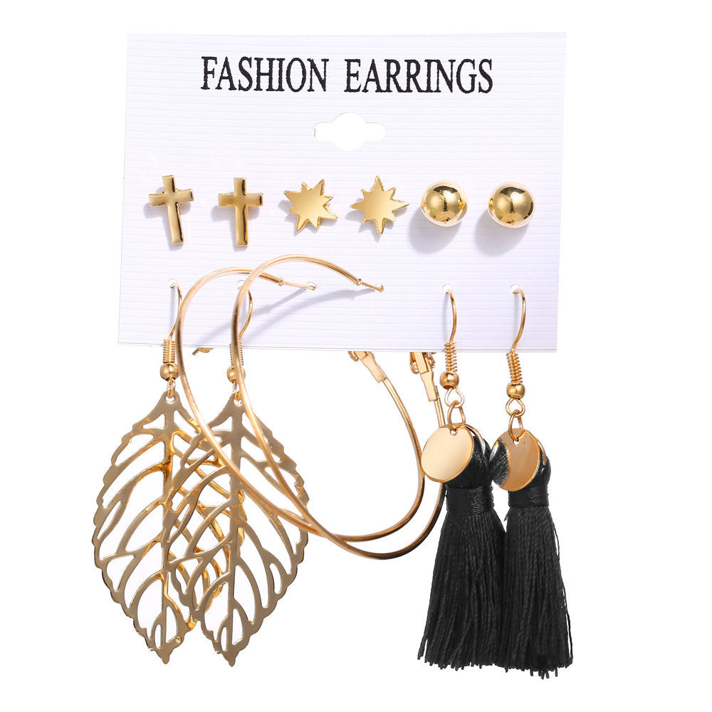 Acrylic Artificial Pearl Circle Tassel Earrings Set 6 Piece Set Hot Selling Earrings Wholesale Gooddiy