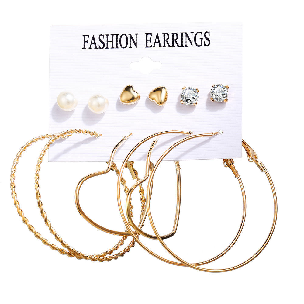 Acrylic Artificial Pearl Circle Tassel Earrings Set 6 Piece Set Hot Selling Earrings Wholesale Gooddiy