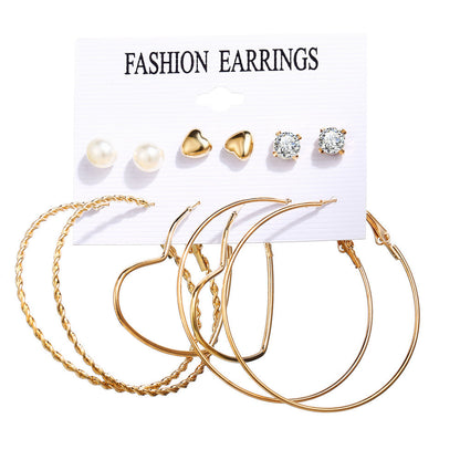 Acrylic Artificial Pearl Circle Tassel Earrings Set 6 Piece Set Hot Selling Earrings Wholesale Gooddiy