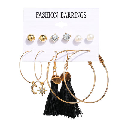 Acrylic Artificial Pearl Circle Tassel Earrings Set 6 Piece Set Hot Selling Earrings Wholesale Gooddiy