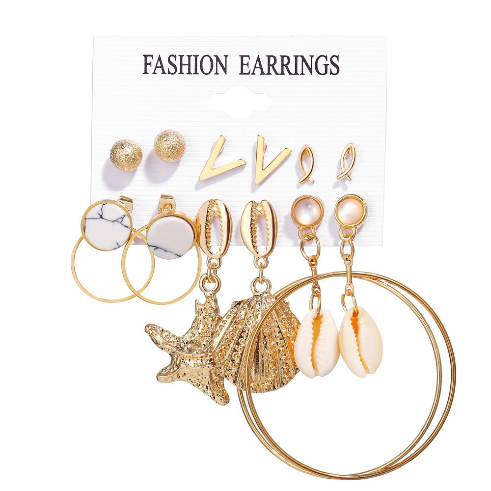 Acrylic Artificial Pearl Circle Tassel Earrings Set 6 Piece Set Hot Selling Earrings Wholesale Gooddiy