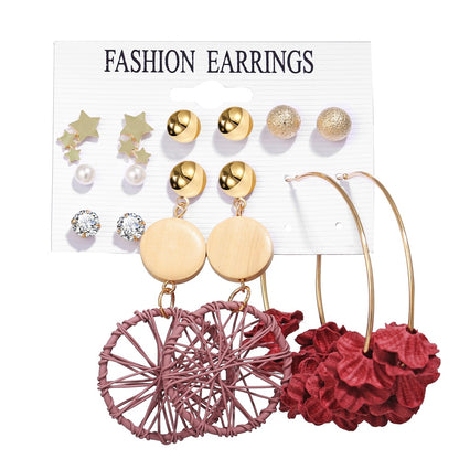 Acrylic Artificial Pearl Circle Tassel Earrings Set 6 Piece Set Hot Selling Earrings Wholesale Gooddiy