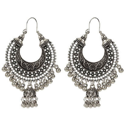 Fashion Bell Tassel Earrings Bohemian Ethnic Style Earrings Retro Hollow Earrings Women