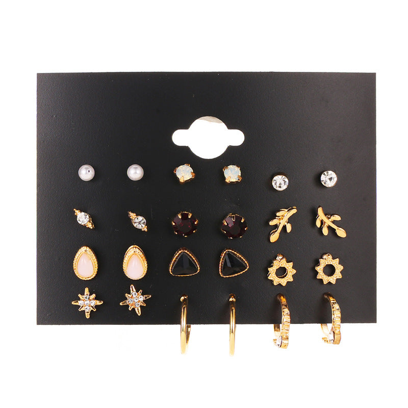 Explosion Models Set Earrings Simple 12 Piece Set Earrings Flower Set Earrings Wholesale Gooddiy