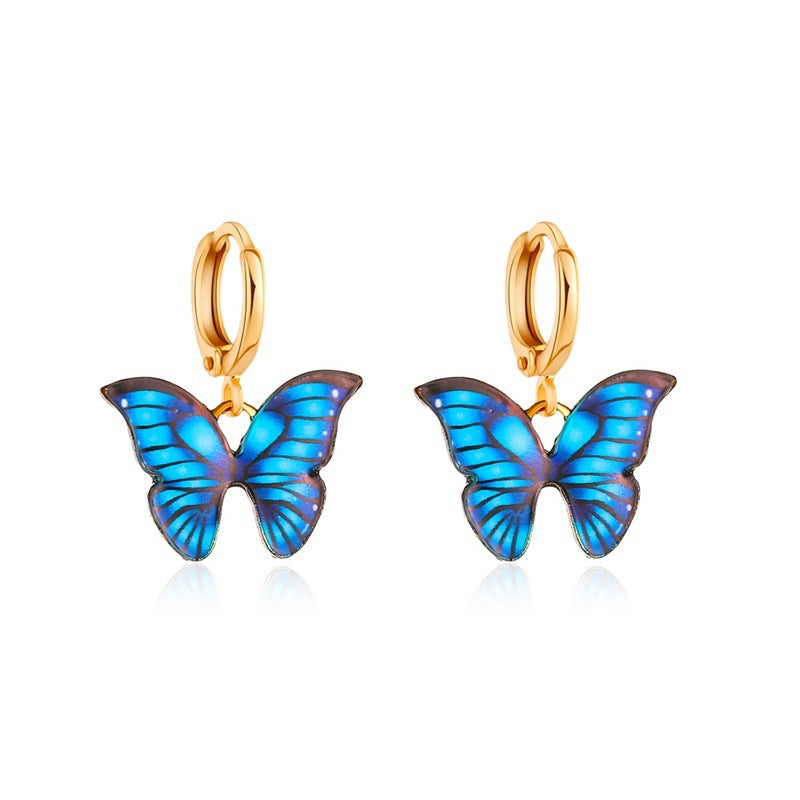 New Earrings Creative Street Shooting Color Butterfly Earrings Ladies Dream Butterfly Earrings Wholesale Gooddiy