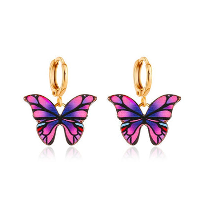 New Earrings Creative Street Shooting Color Butterfly Earrings Ladies Dream Butterfly Earrings Wholesale Gooddiy