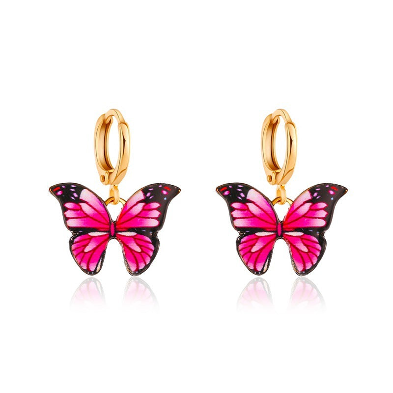 New Earrings Creative Street Shooting Color Butterfly Earrings Ladies Dream Butterfly Earrings Wholesale Gooddiy