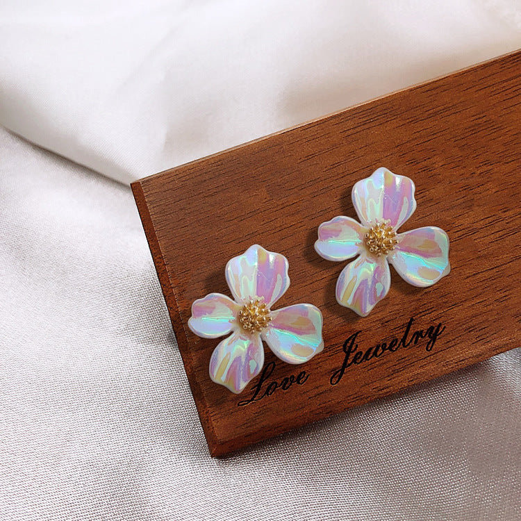 Korean Colorful Flower Earrings New Simple Super Fairy Earrings Sweet Girl Earrings Wholesale Gooddiy