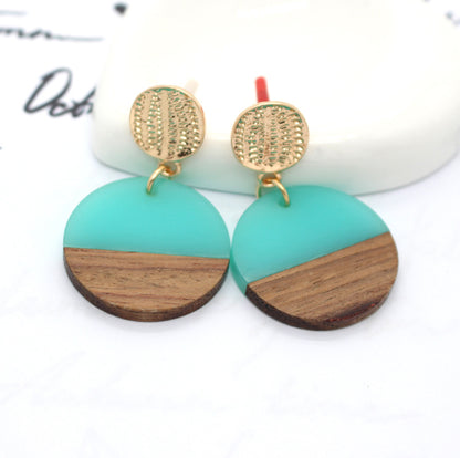 Fashion Jewelry Original Simple Earrings Resin Wood Stitching Earrings Wholesale Gooddiy