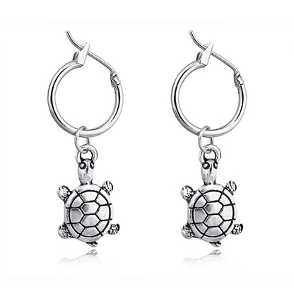 Best Seller In Europe And America Cute Personality Three-dimensional Turtle Pendant Ear Ring Vintage Ancient Silver Animal Earring Ear Clip Female