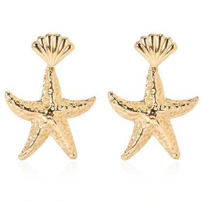 Lady Fashion Ethnic Style Starfish Plating Inlaid Shell Alloy No Inlaid Earrings