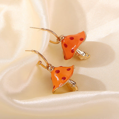 Hot Sale Creative Dream Cute Small Mushroom Drip Earrings Colorful Drip Mushroom Earrings Wholesale Gooddiy