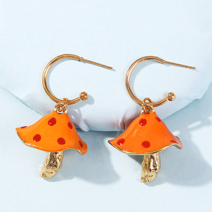 Hot Sale Creative Dream Cute Small Mushroom Drip Earrings Colorful Drip Mushroom Earrings Wholesale Gooddiy