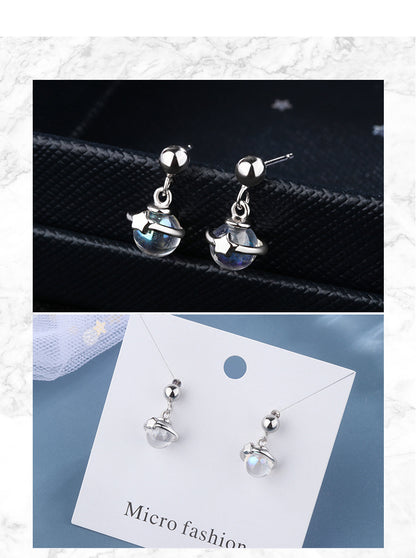 1 Pair Ig Style Simple Style Round Star Plating Inlay Copper Artificial Gemstones Drop Earrings