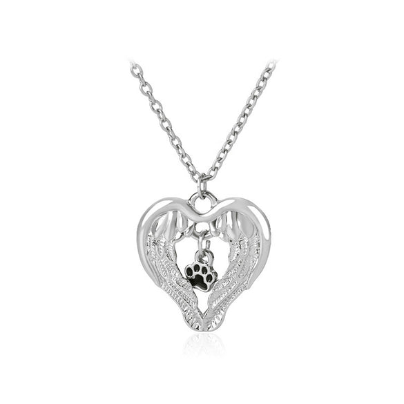 Fashion Creative Fashion Love Wings Empty Dog Paw Pendant Necklace Accessories Wholesale Gooddiy