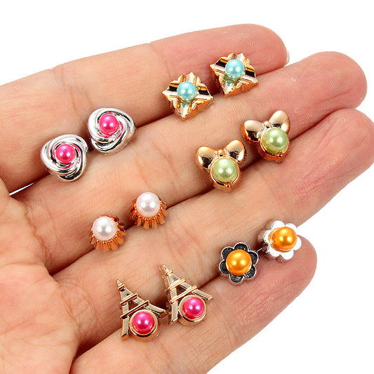 Fashion Geometric Plastic Enamel Pearl Women's Ear Studs 1 Set