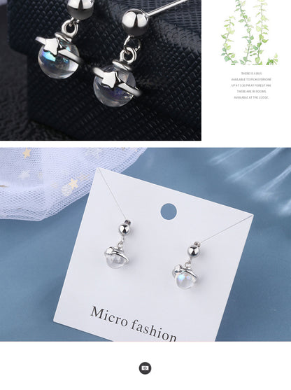 1 Pair Ig Style Simple Style Round Star Plating Inlay Copper Artificial Gemstones Drop Earrings