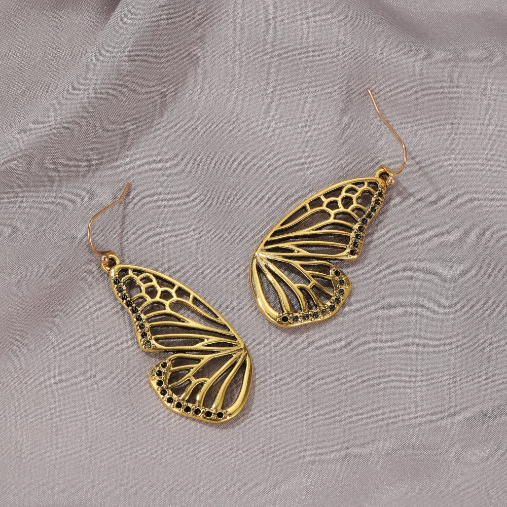 New Long Gold Butterfly Pendant Earrings Retro Hollow Half Butterfly Earrings Wholesale Gooddiy