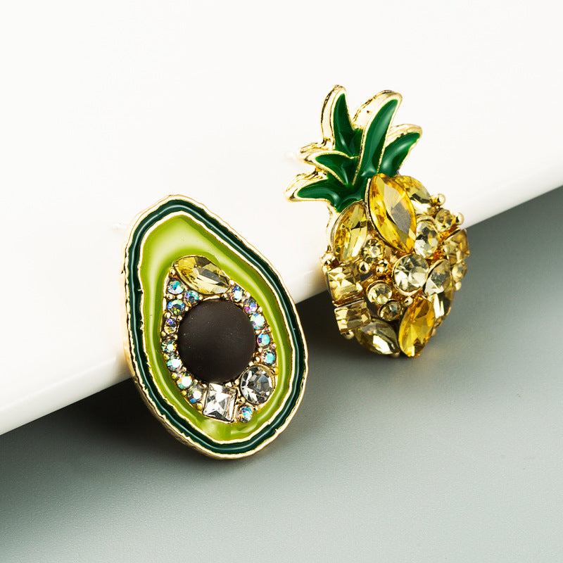 Korea Same Earrings Ladies Asymmetrical Pineapple Avocado Cute Earrings Wholesale Gooddiy