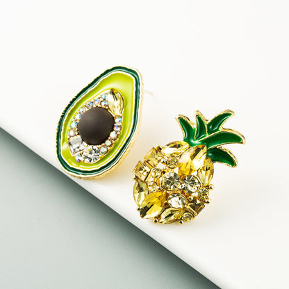 Korea Same Earrings Ladies Asymmetrical Pineapple Avocado Cute Earrings Wholesale Gooddiy