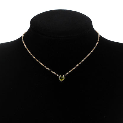 New Products Simple Alloy Chain Crystal Necklace Color Fashion Heart-shaped Zircon Clavicle Chain Wholesale Gooddiy