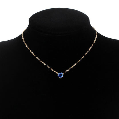 New Products Simple Alloy Chain Crystal Necklace Color Fashion Heart-shaped Zircon Clavicle Chain Wholesale Gooddiy