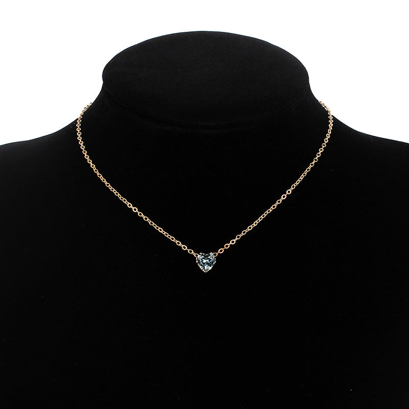 New Products Simple Alloy Chain Crystal Necklace Color Fashion Heart-shaped Zircon Clavicle Chain Wholesale Gooddiy